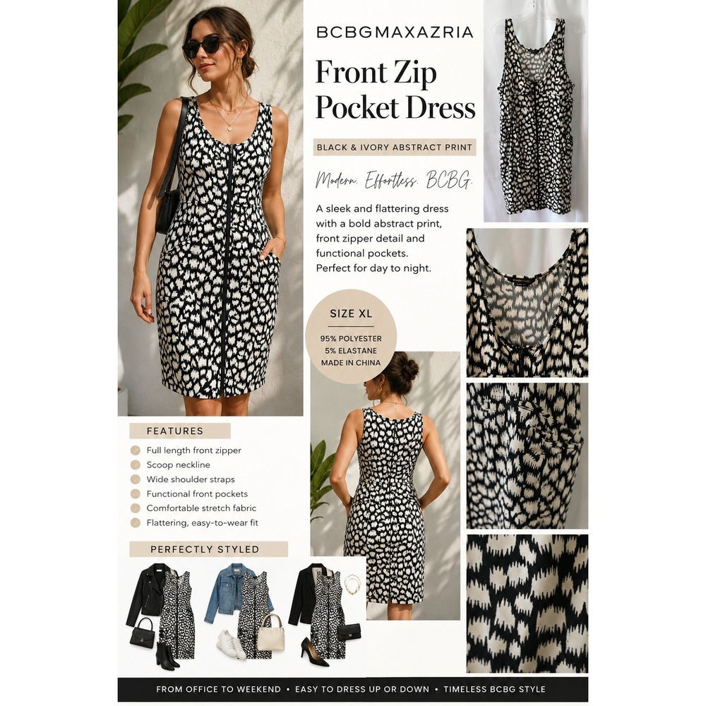 BCBGMAXAZRIA Front Zip Pocket Dress‎